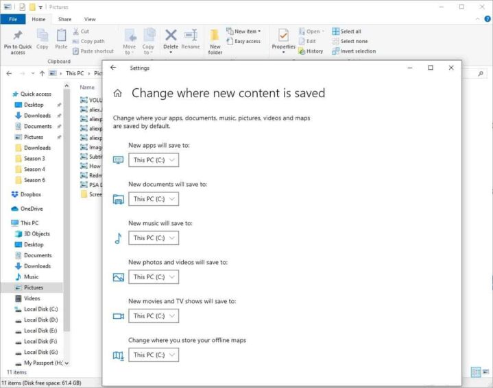 How to change the save location